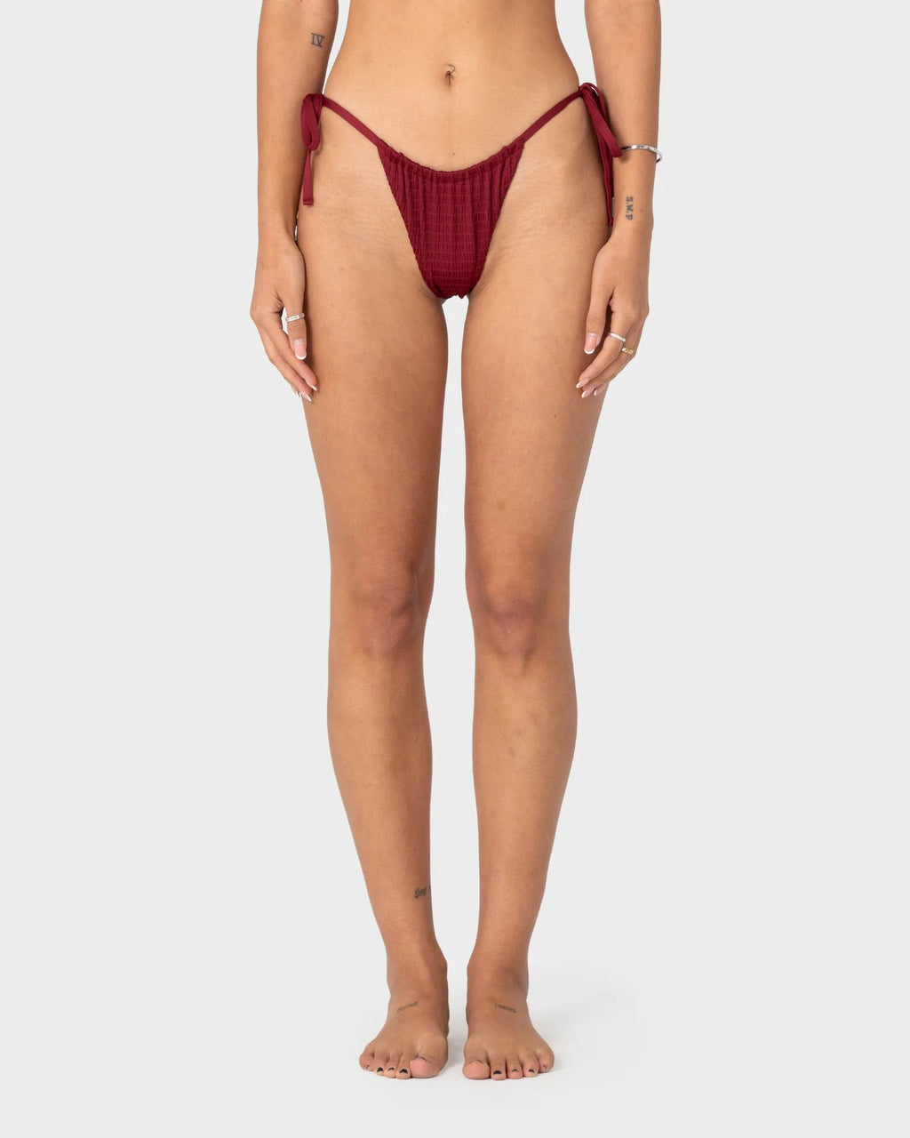 Rusty Cedar Side Tie Cheeky Bikini Bottom