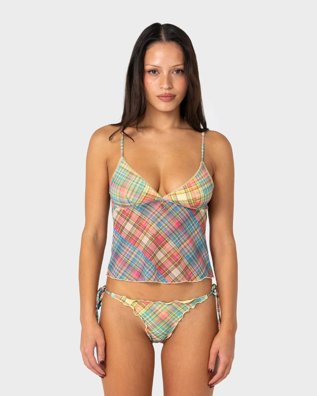 Rusty Check Moi Tankini Cami Top