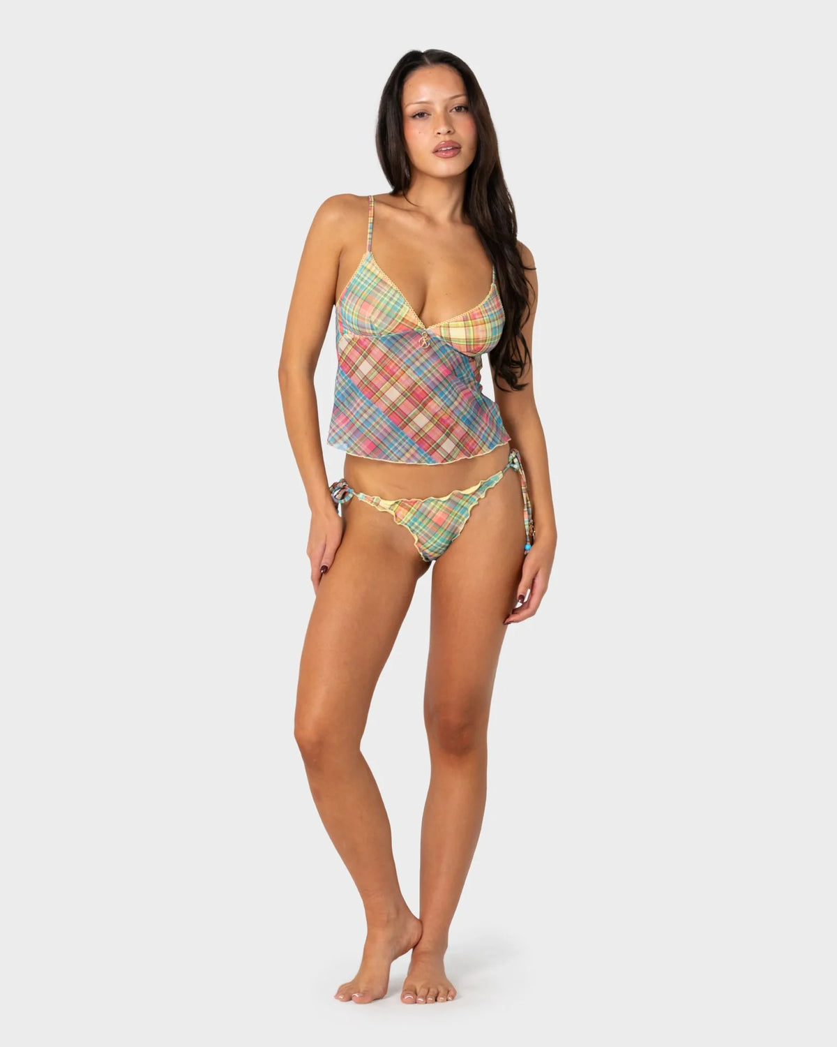 Rusty Check Moi Tankini Cami Top