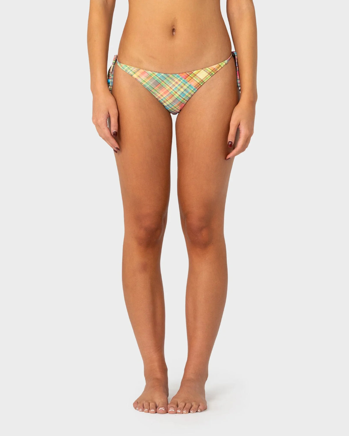 Rusty Check Moi Side Tie Midi Bikini Bottom