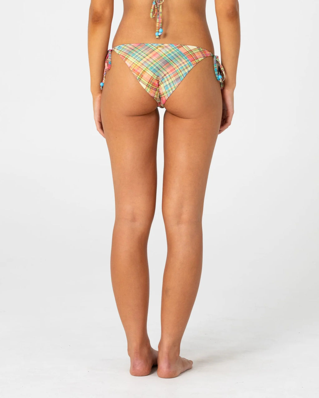 Rusty Check Moi Side Tie Midi Bikini Bottom