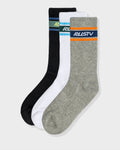 Rusty Pit Crew Mid Calf 3-sock Pack