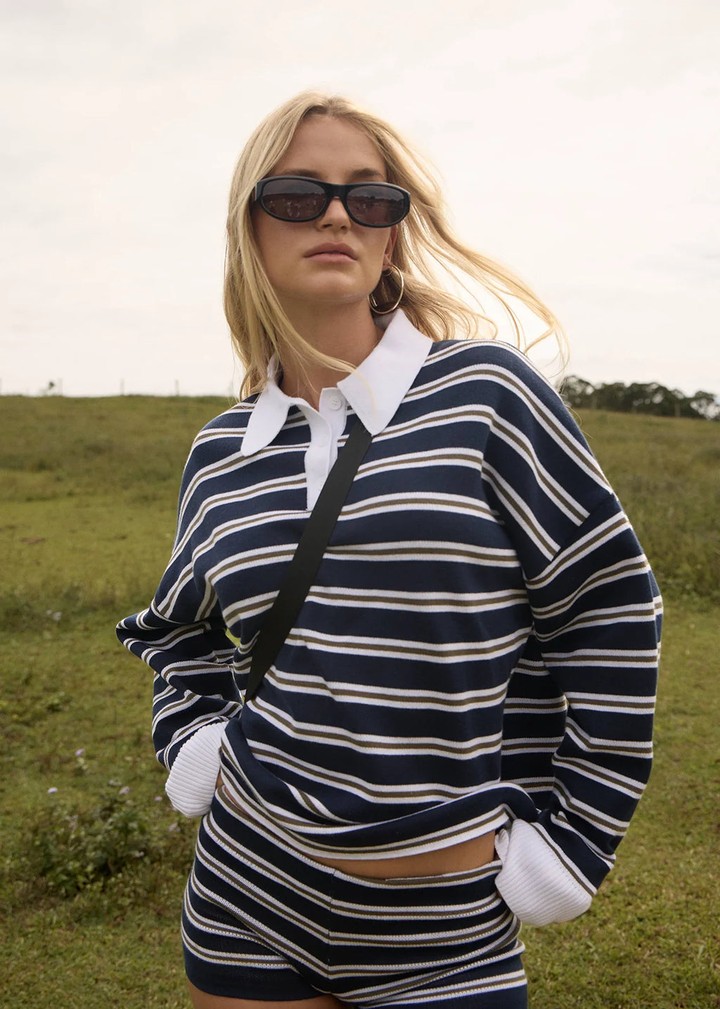 Afends Delta Recycled Knit Shirt - Navy Stripe