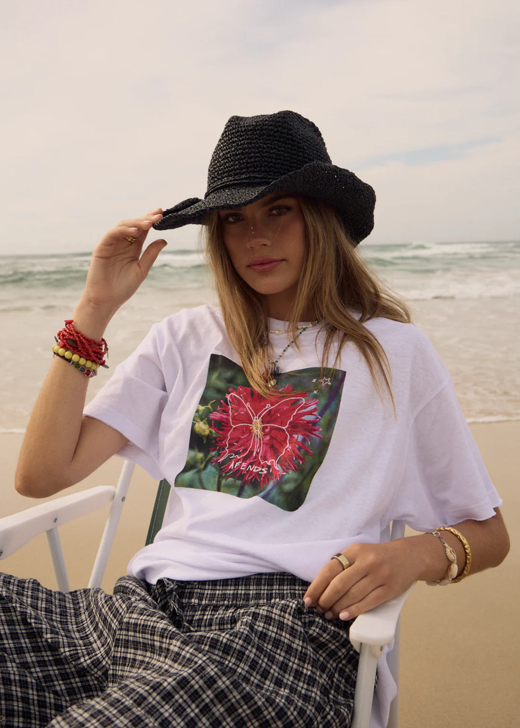 Afends Open Up Recycled Oversized Tee White / Black