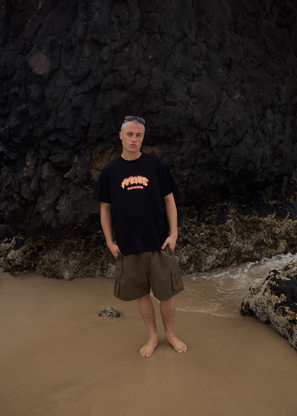Afends Flame On Recycled Boxy Fit Tee - Black