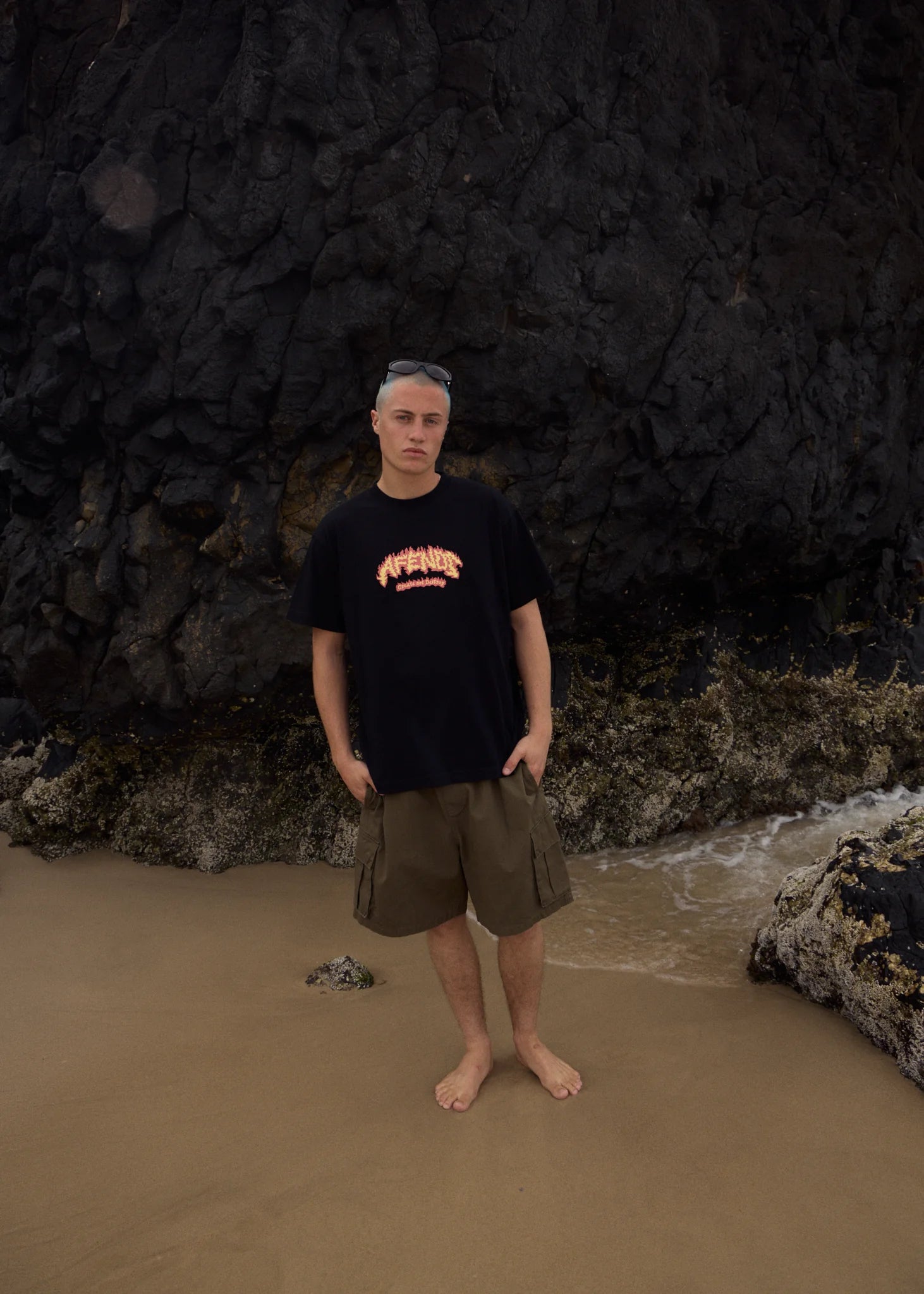 Afends Flame On Recycled Boxy Fit Tee - Black