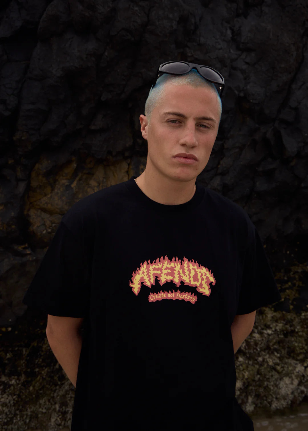 Afends Flame On Recycled Boxy Fit Tee - Black