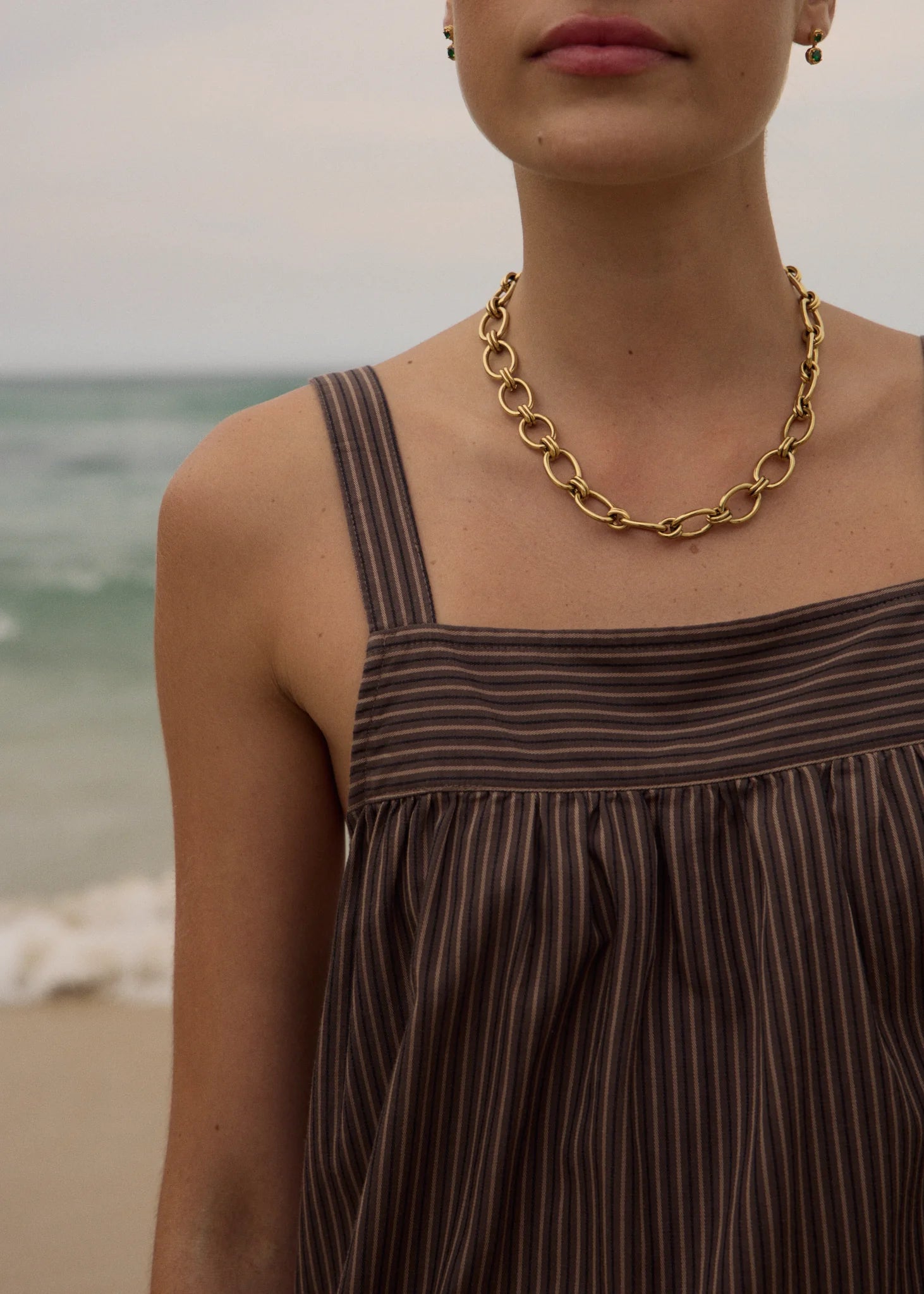 Afends Cyrus Recycled Mini Dress - Coffee Stripe