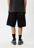 Afends Scorched Harper Denim Baggy Workwear Short 22" Washed Black