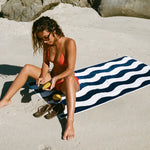 Slowtide Stripe Premium Woven Towel  Deep Pool