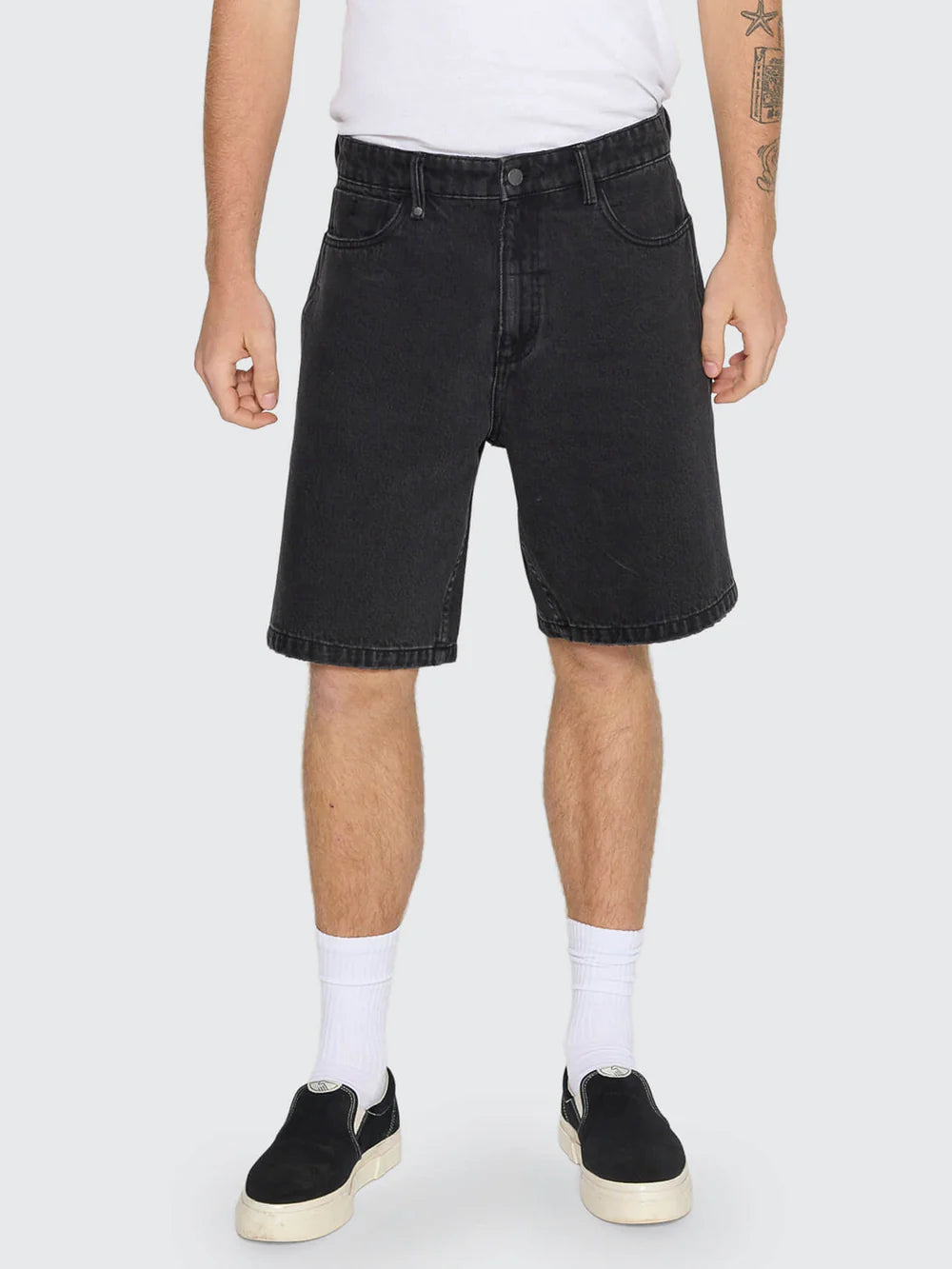 Thrills Mid Slacker Denim Short Aged Black