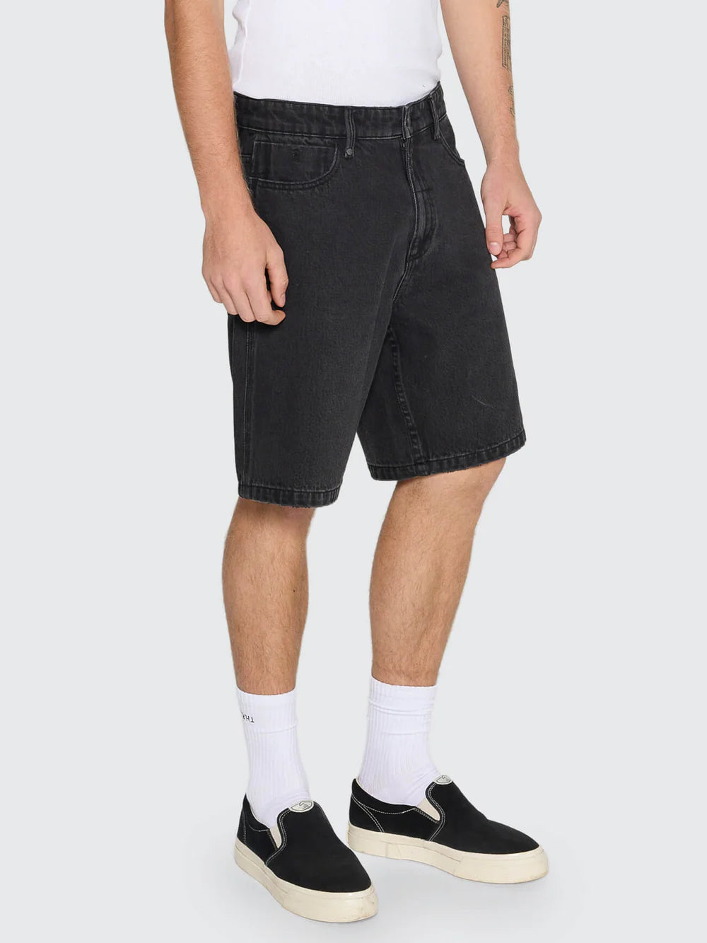 Thrills Mid Slacker Denim Short Aged Black