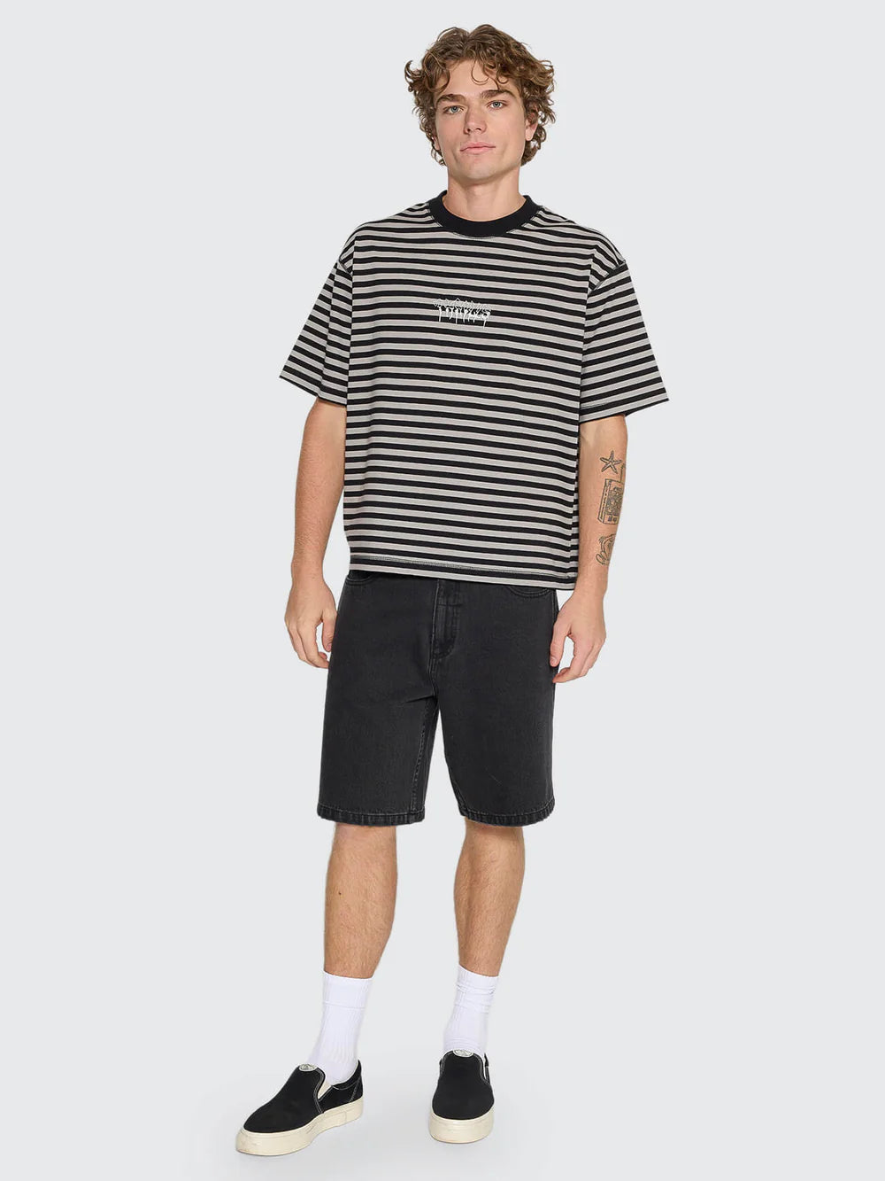 Thrills Mid Slacker Denim Short Aged Black
