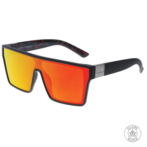 Sin Eyewear Loose Cannon Matt Raven Hot Tamale Red Flash Polarised