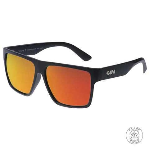 Sin Eyewear Vespa 11 Matt Raven Red Flash Polarised