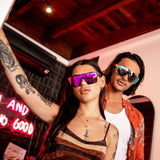 Sin Eyewear Loose Cannon Matt Raven X Crt Pink Flash Polarised