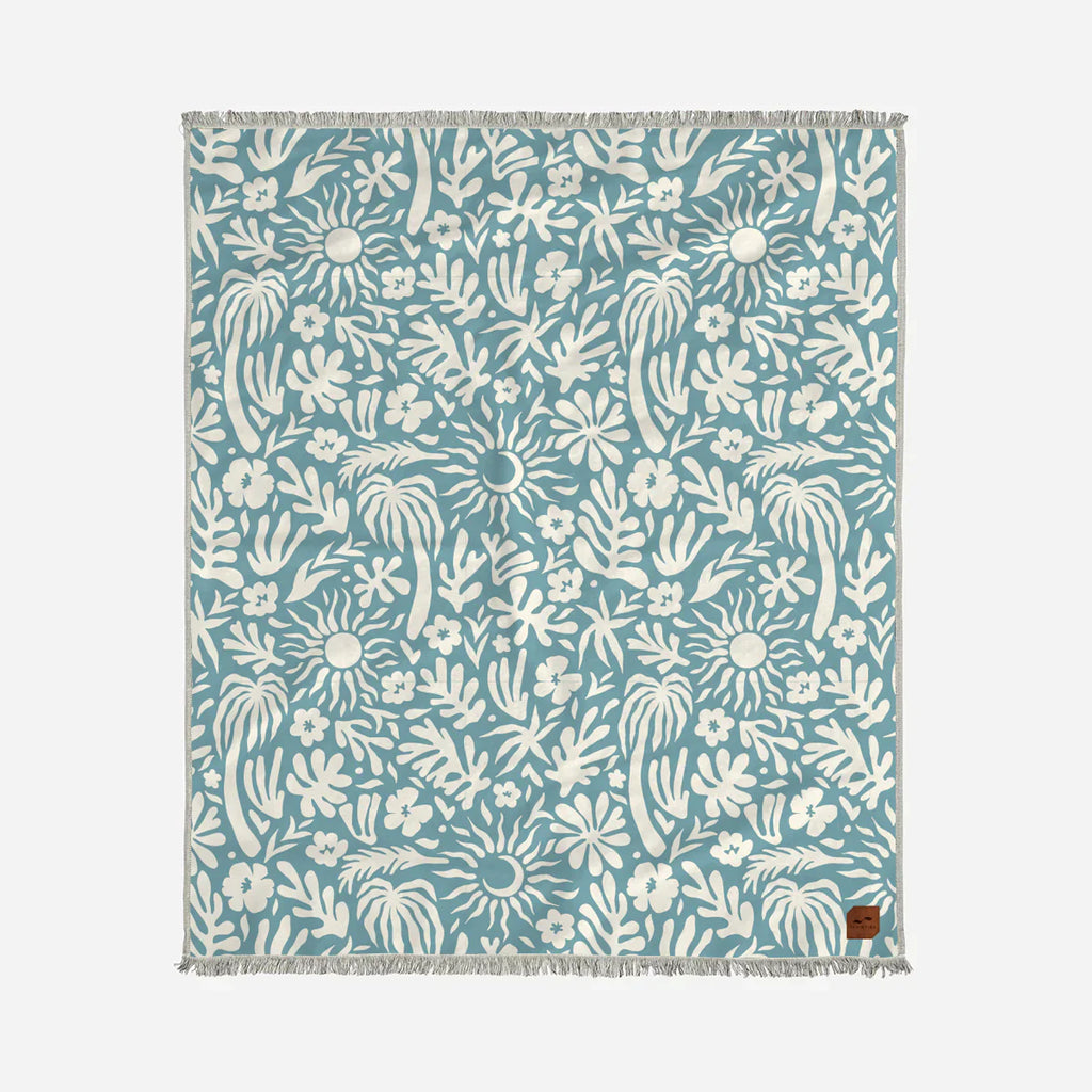 Slowtides Sunny Driftweave Beach Blanket - Dusty Blue