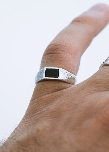 Amaris Square Onyx Signet Ring