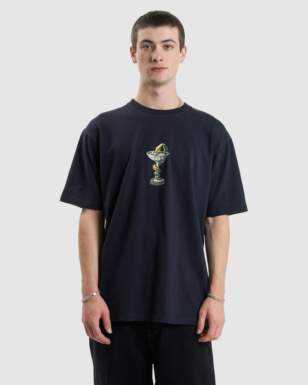 Thrills Thou Shall Not Oversize Fit Tee Midnight Blue