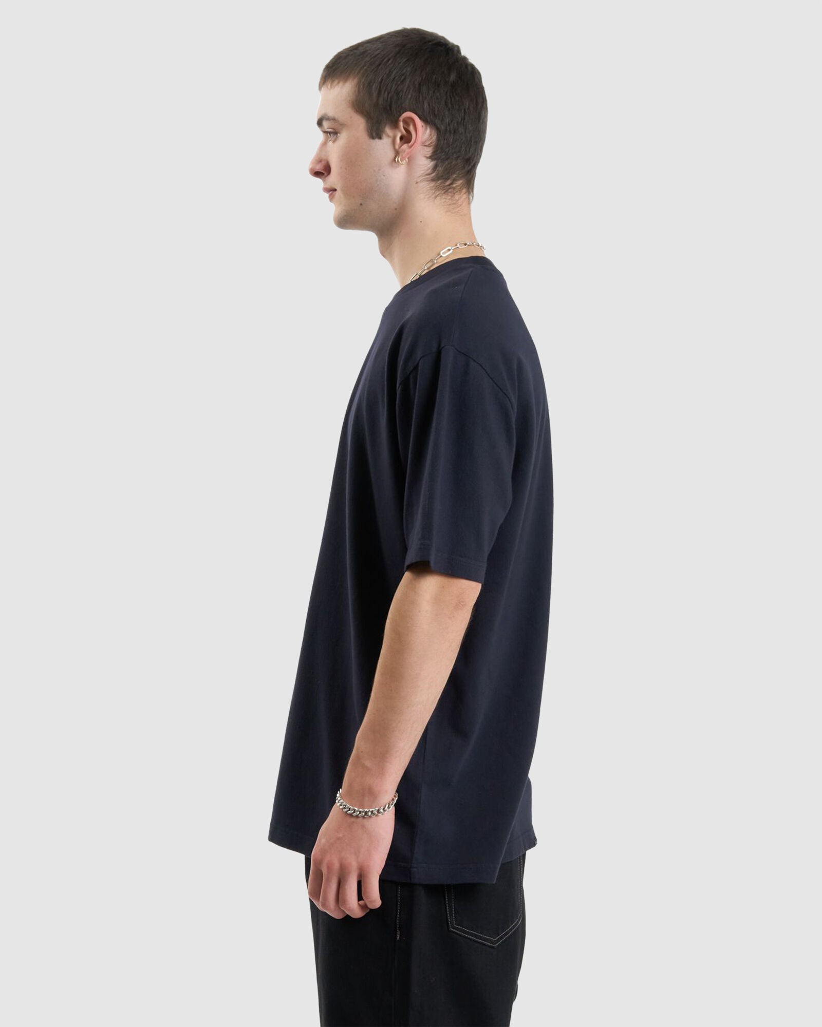Thrills Thou Shall Not Oversize Fit Tee Midnight Blue
