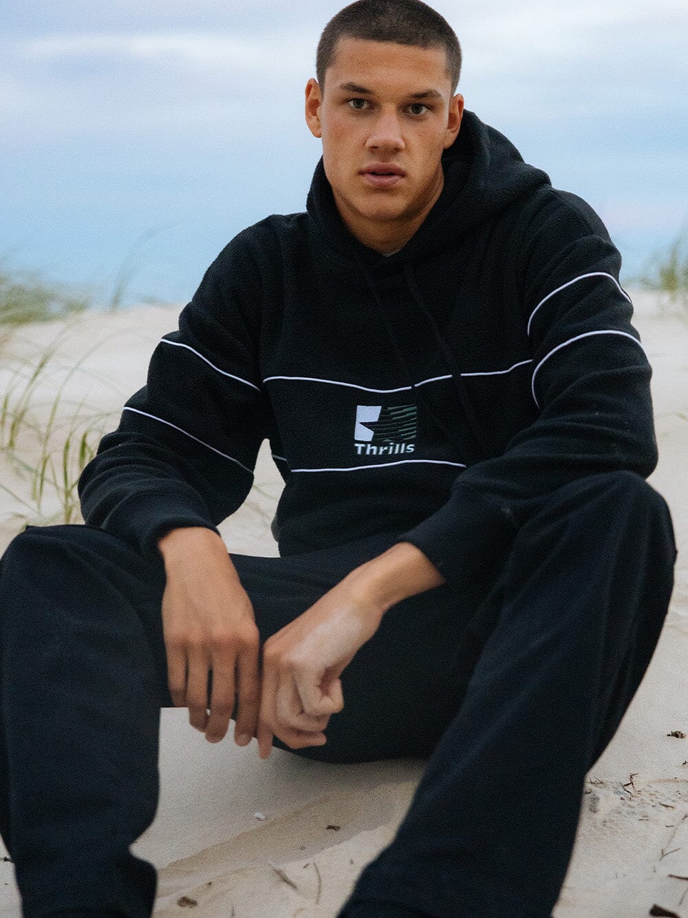 Thrills Hazed Slouch Hood Polar Fleece Black