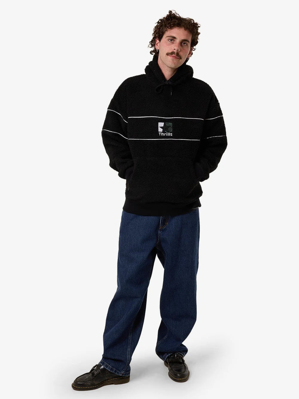 Thrills Hazed Slouch Hood Polar Fleece Black