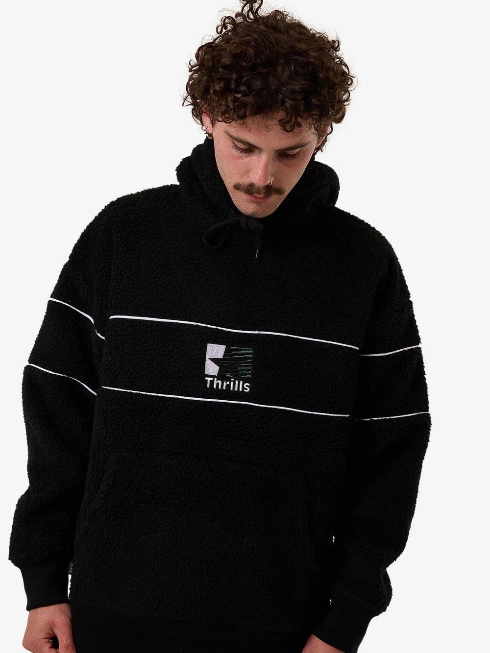 Thrills Hazed Slouch Hood Polar Fleece Black