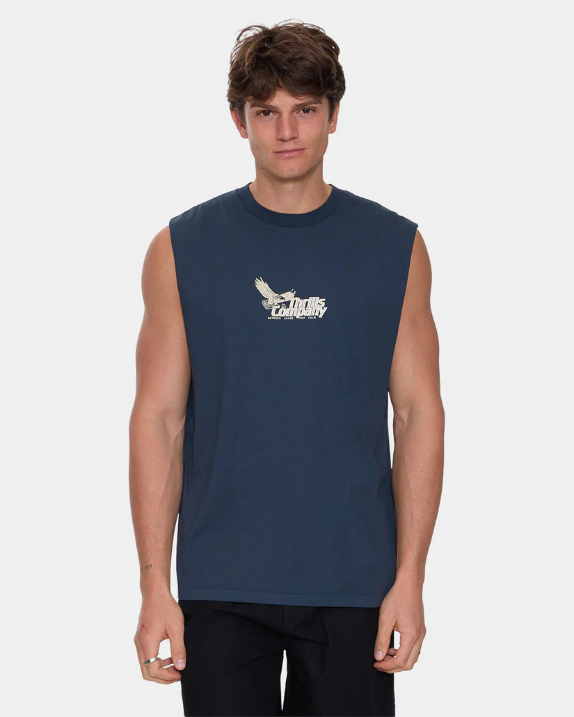Thrills Between Chaos & Calm Merch Fit Muscle Tee Federal Blue