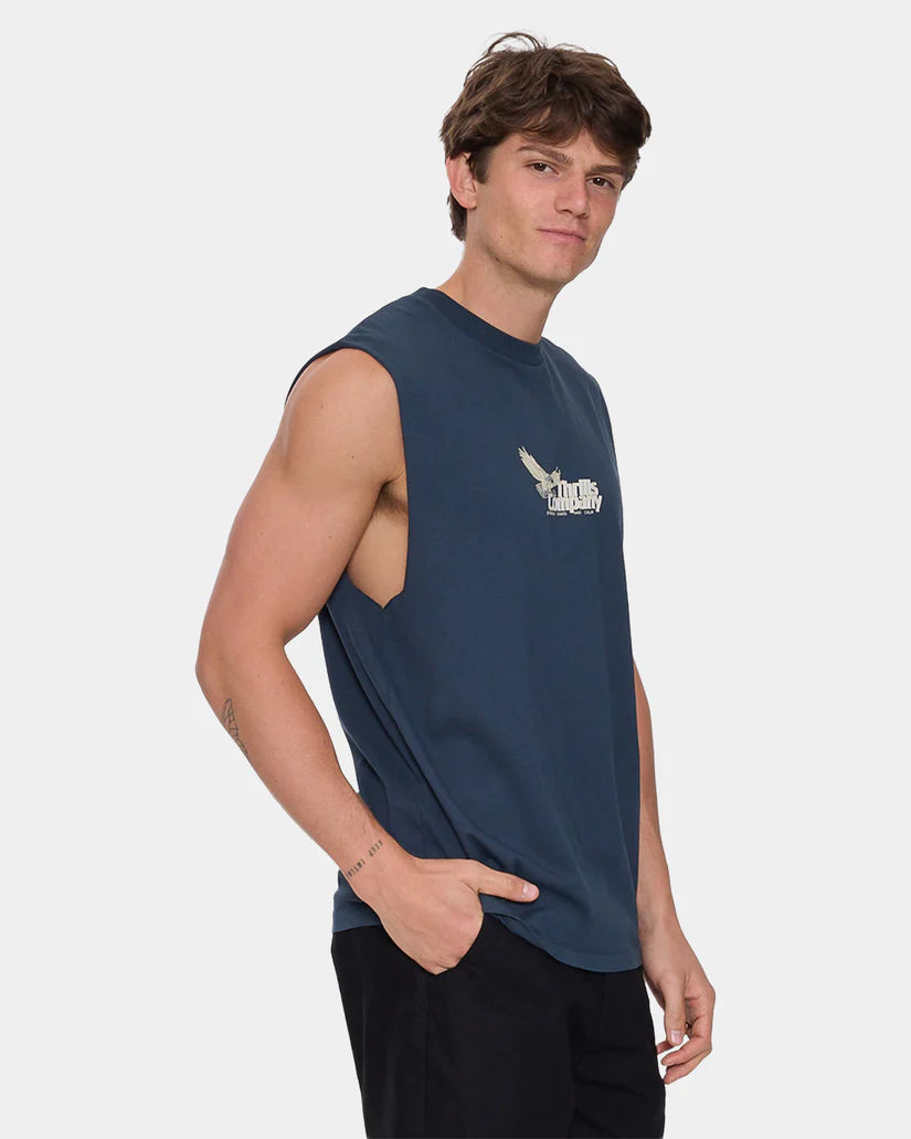 Thrills Between Chaos & Calm Merch Fit Muscle Tee Federal Blue