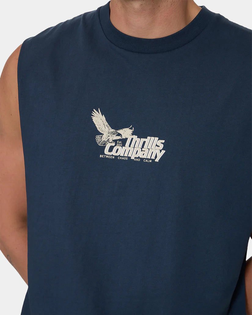 Thrills Between Chaos & Calm Merch Fit Muscle Tee Federal Blue