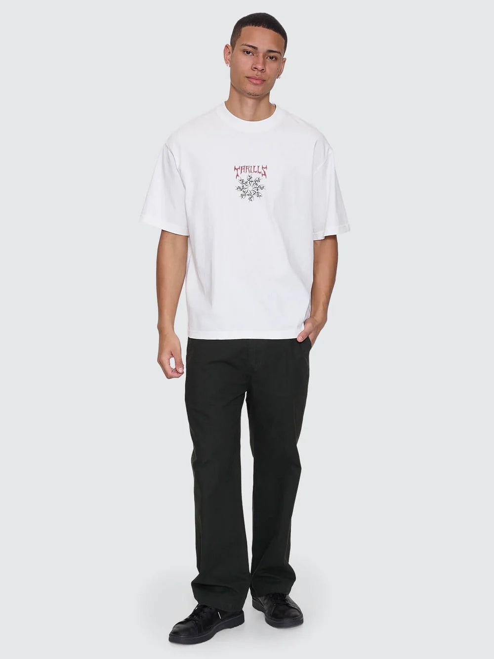 Thrills Stagger Box Fit Oversize Cropped Tee Snow White