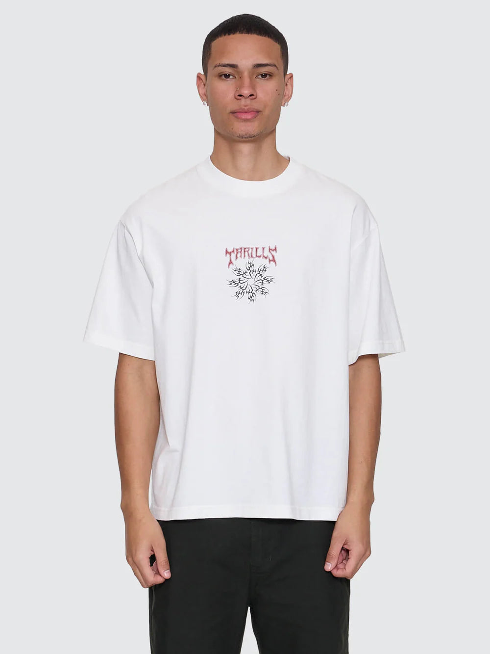 Thrills Stagger Box Fit Oversize Cropped Tee Snow White