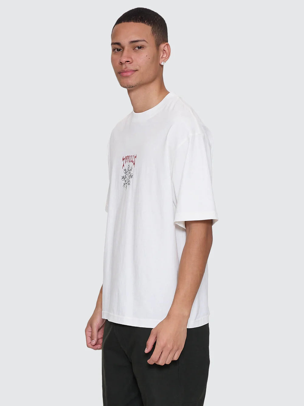 Thrills Stagger Box Fit Oversize Cropped Tee Snow White