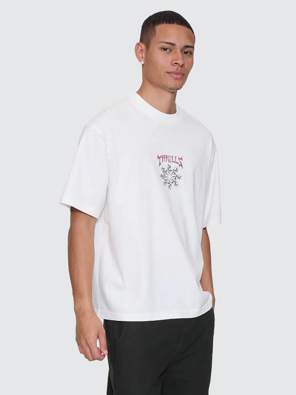 Thrills Stagger Box Fit Oversize Cropped Tee Snow White