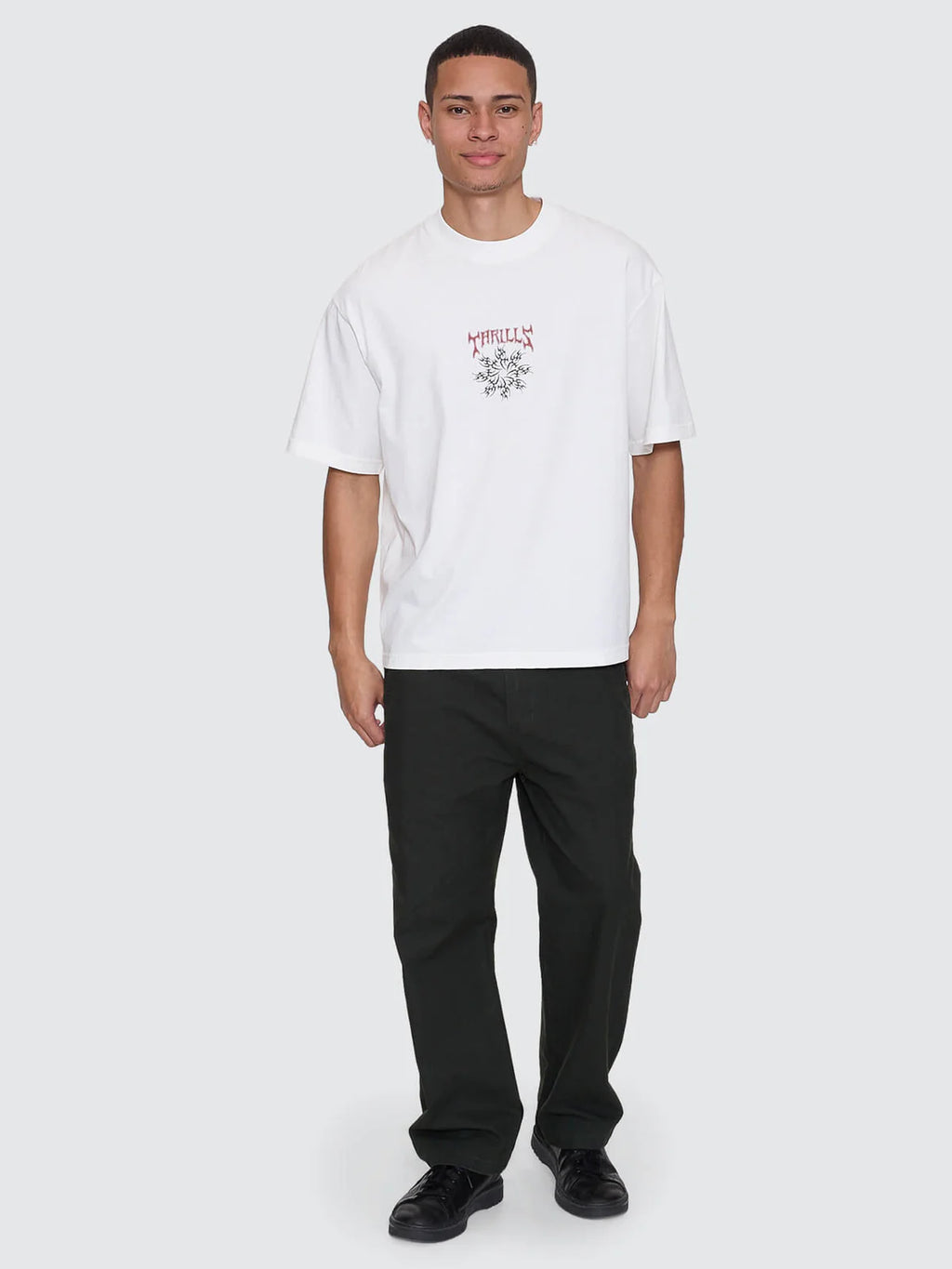 Thrills Stagger Box Fit Oversize Cropped Tee Snow White