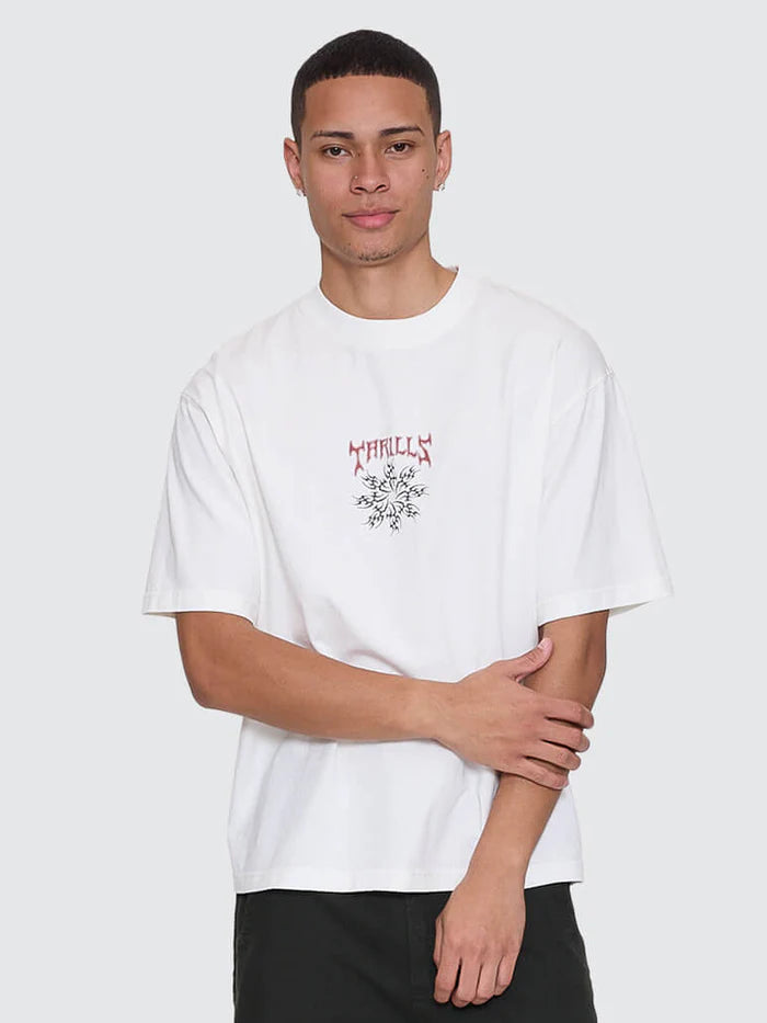 Thrills Stagger Box Fit Oversize Cropped Tee Snow White