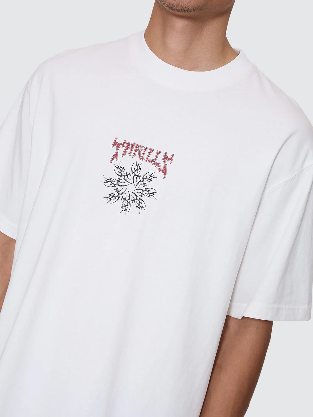 Thrills Stagger Box Fit Oversize Cropped Tee Snow White