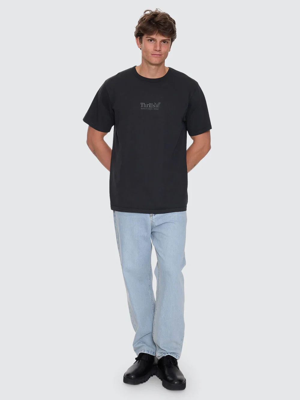 Thrills Workwear Embro Merch Fit Tee - Pirate Black