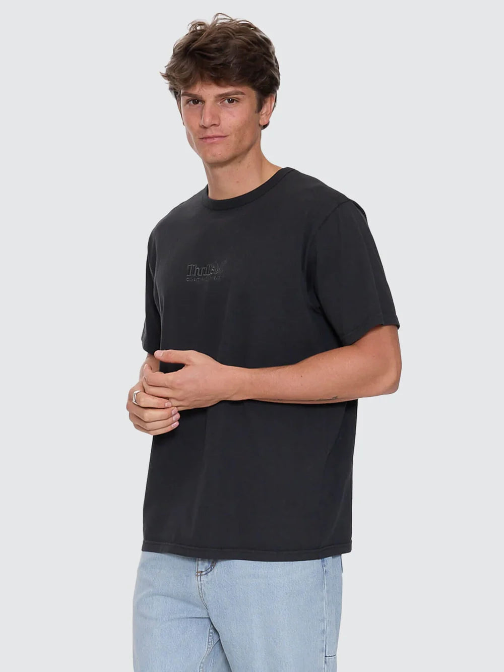 Thrills Workwear Embro Merch Fit Tee - Pirate Black