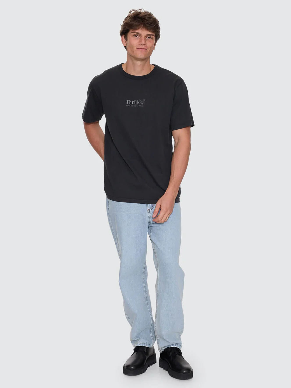 Thrills Workwear Embro Merch Fit Tee - Pirate Black