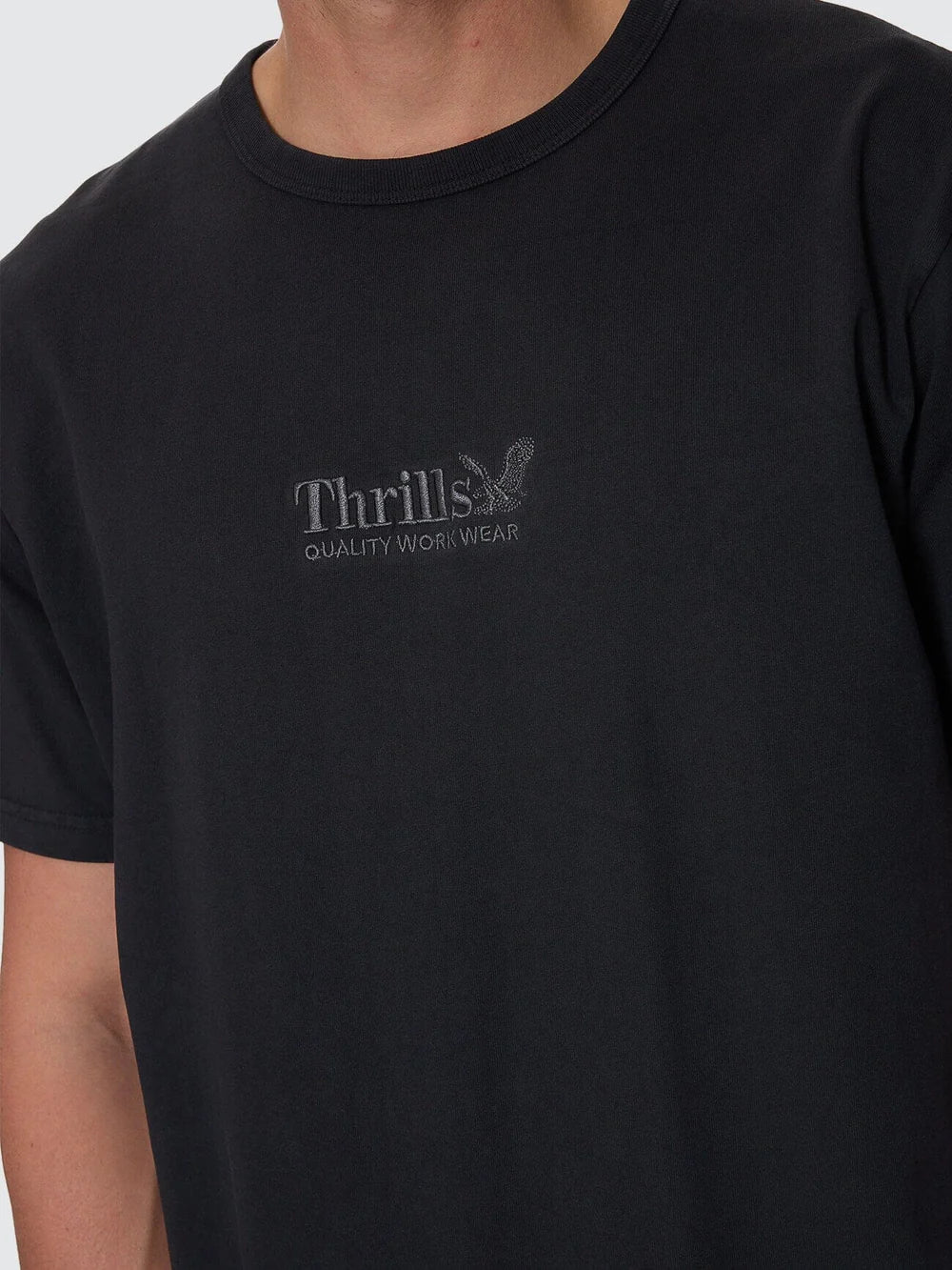 Thrills Workwear Embro Merch Fit Tee - Pirate Black