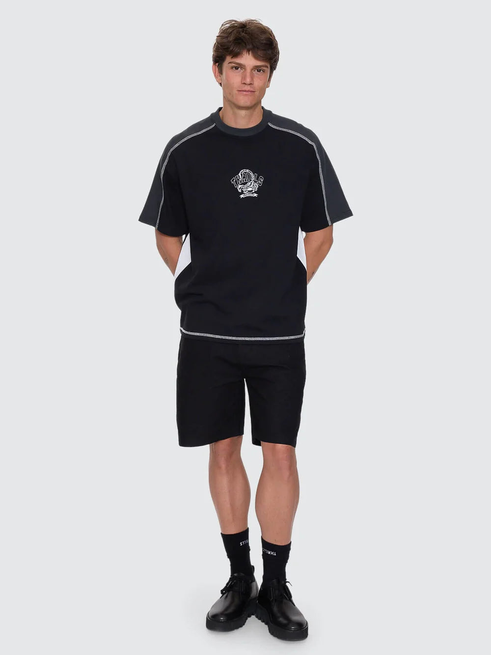 Thrills Sting Of Defeat Panel Box Fit Oversize Tee - Black