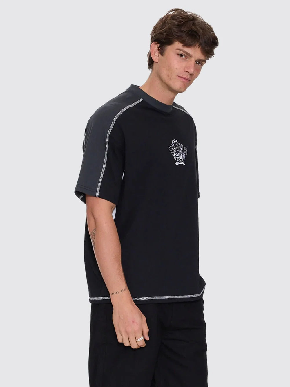 Thrills Sting Of Defeat Panel Box Fit Oversize Tee - Black