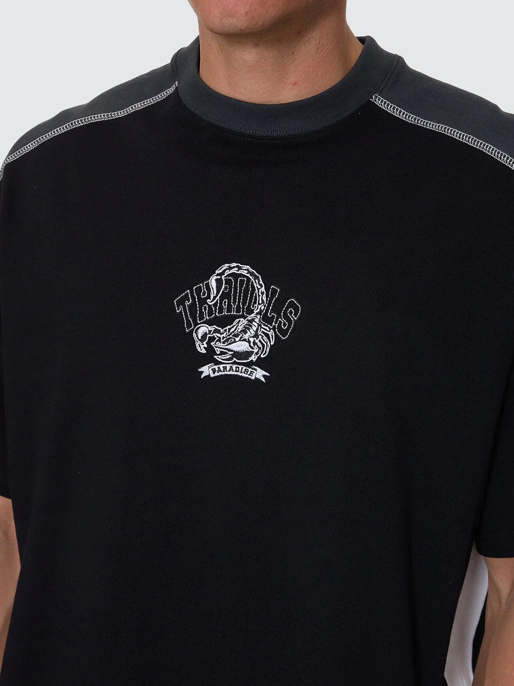 Thrills Sting Of Defeat Panel Box Fit Oversize Tee - Black