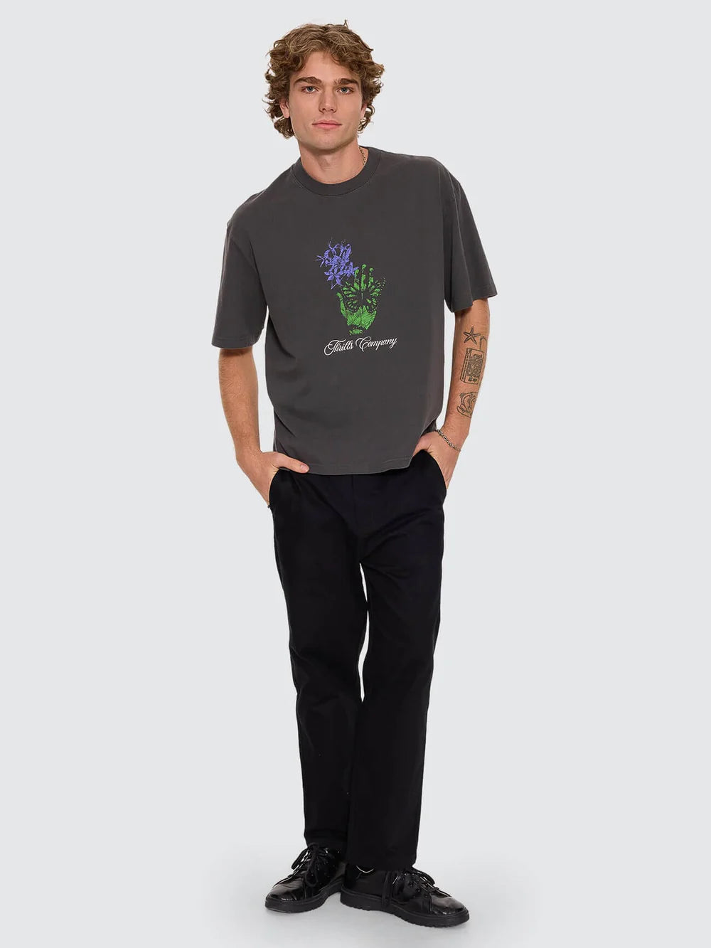 Thrills Reentry Box Fit Oversize Cropped Tee Dark Merch Black