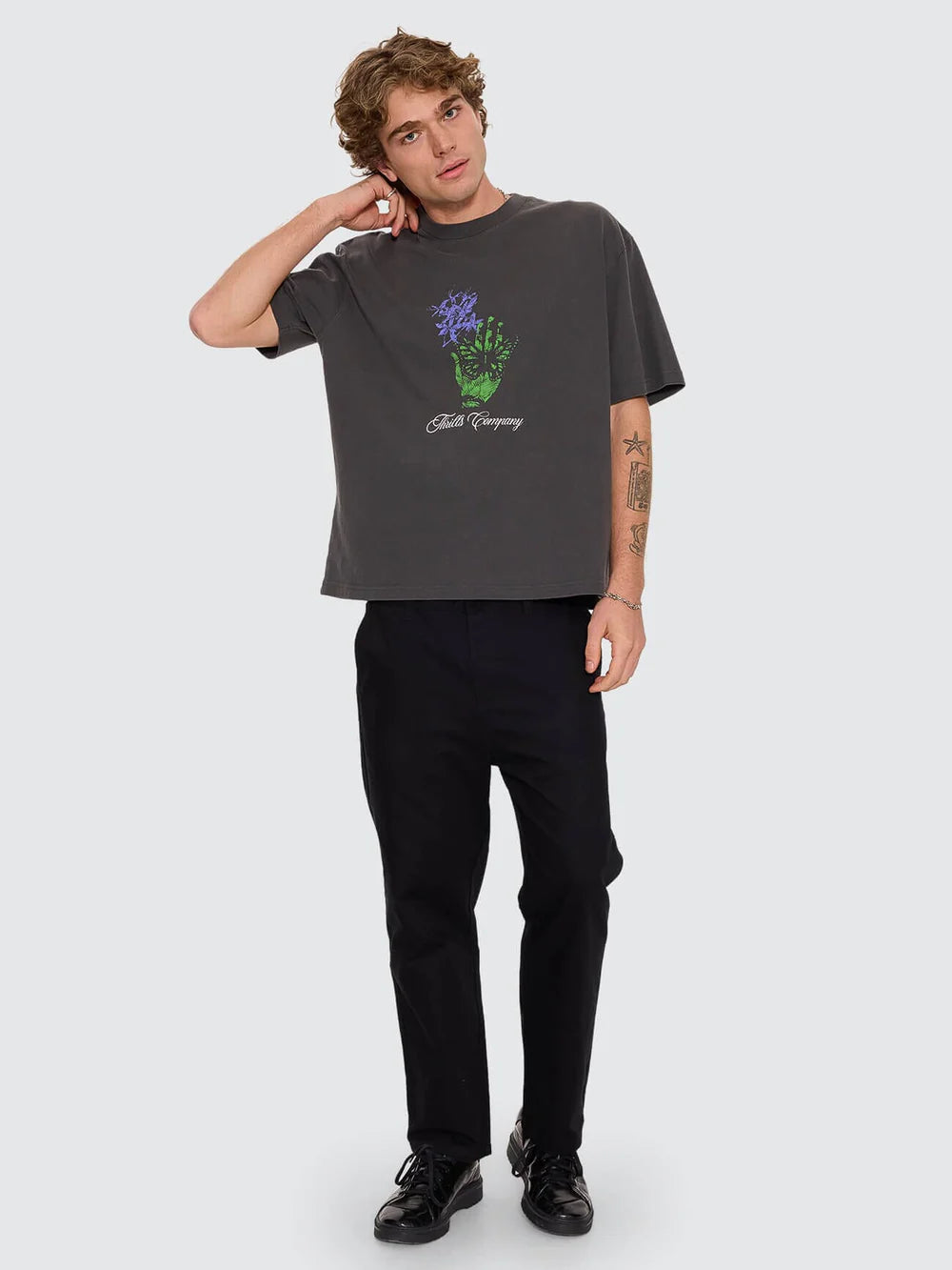 Thrills Reentry Box Fit Oversize Cropped Tee Dark Merch Black