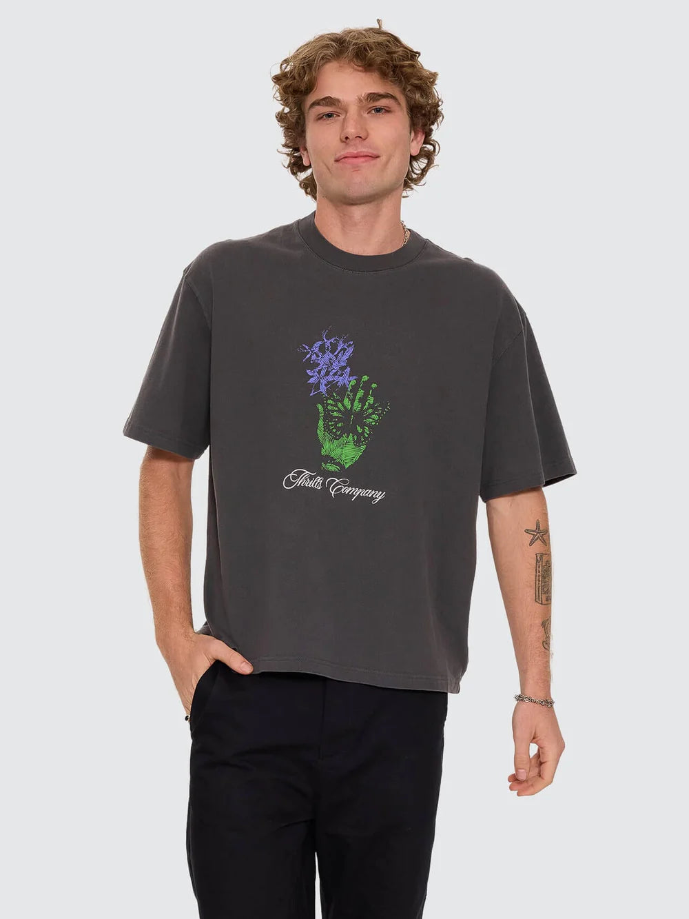 Thrills Reentry Box Fit Oversize Cropped Tee Dark Merch Black