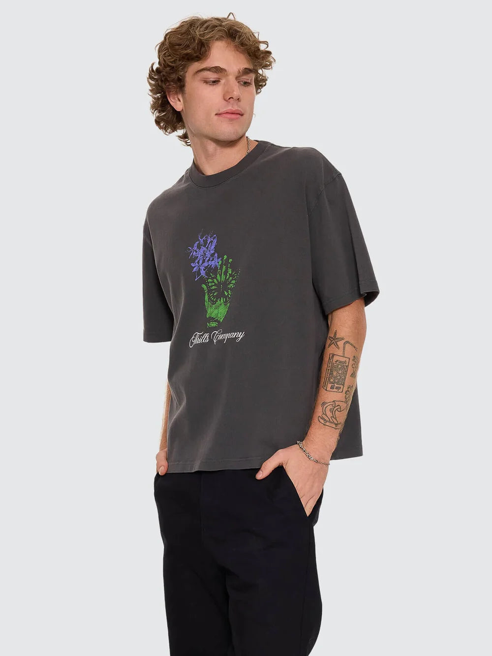 Thrills Reentry Box Fit Oversize Cropped Tee Dark Merch Black