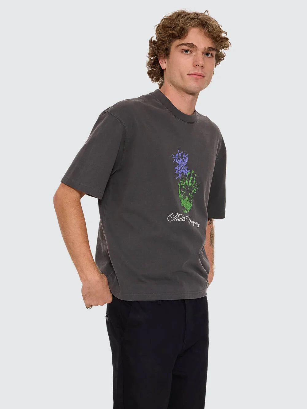 Thrills Reentry Box Fit Oversize Cropped Tee Dark Merch Black