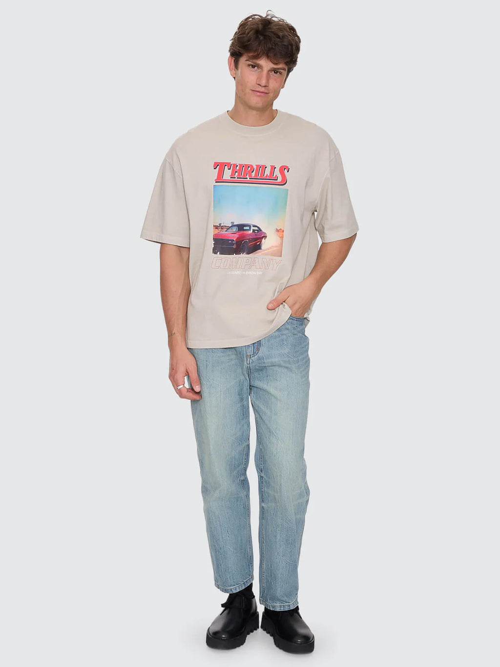 Thrills Skerrt Box Fit Oversize Cropped Tee Oatmeal